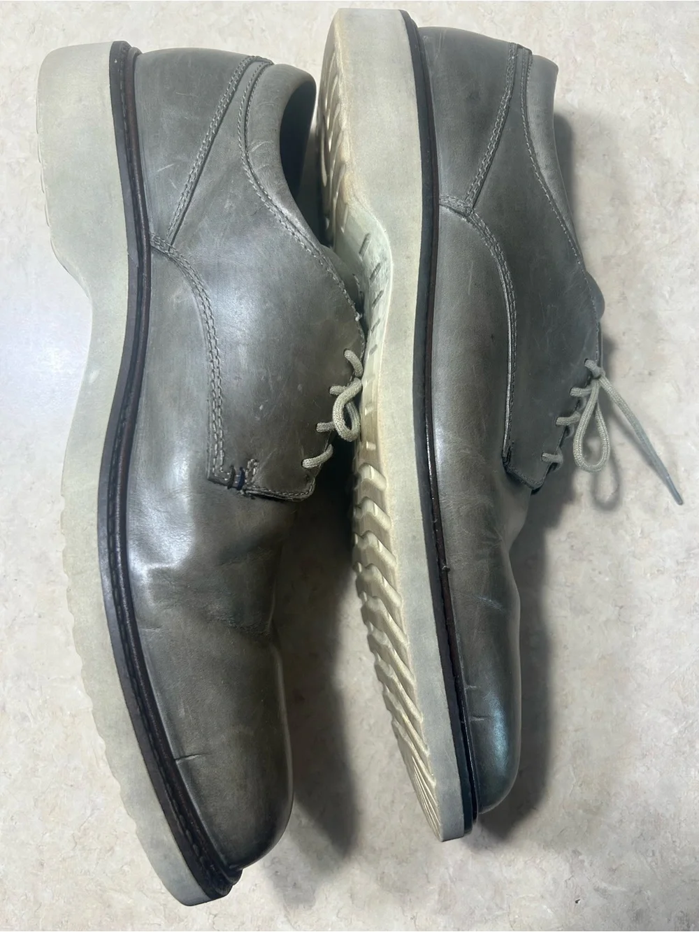 ECCO Men’s Gray Leather Derby Shoes Size 12 Comfort Lace Up Casual Dress